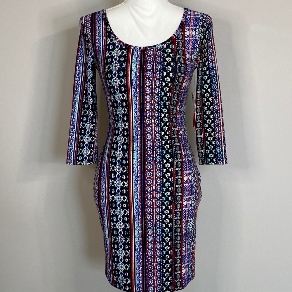 Hot Kiss Bodycon Colorful Long Sleeve Dress